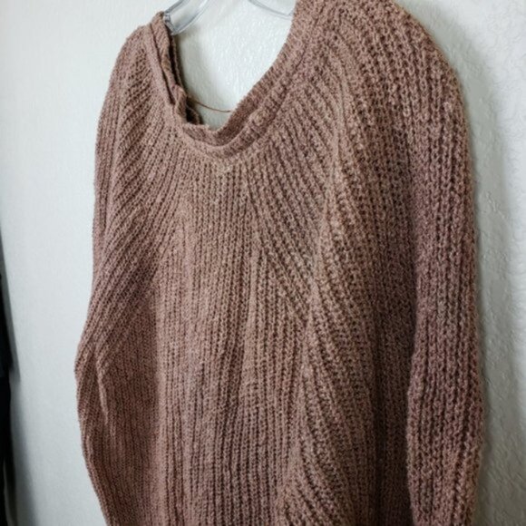 Free People Electric City Ribbed Sweater Knit Pullover Cotton/Linen Boho size L - Picture 8 of 10